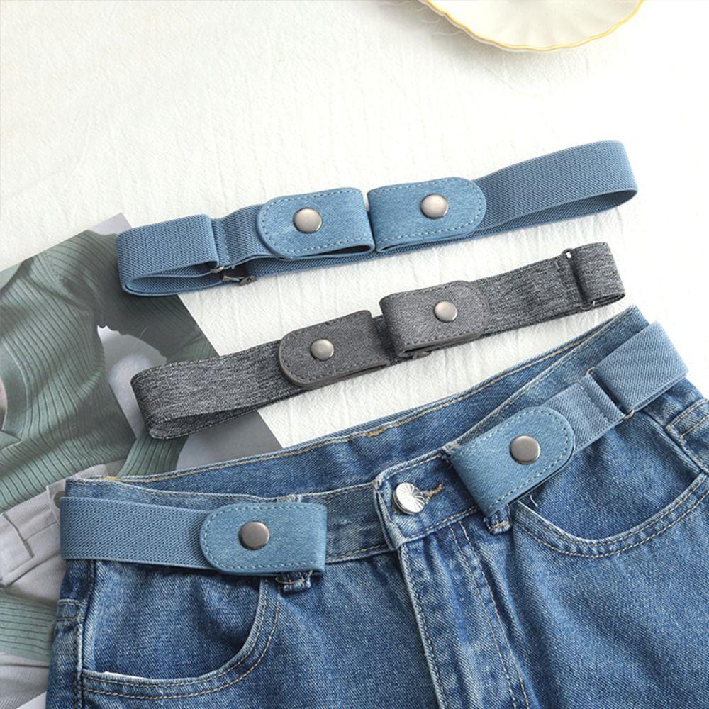 1Pc Versatile Elastic Belt Without Buckle Japanese Decoration Women Ladies Jeans Pants No Buckle Invisible Belt Waistband