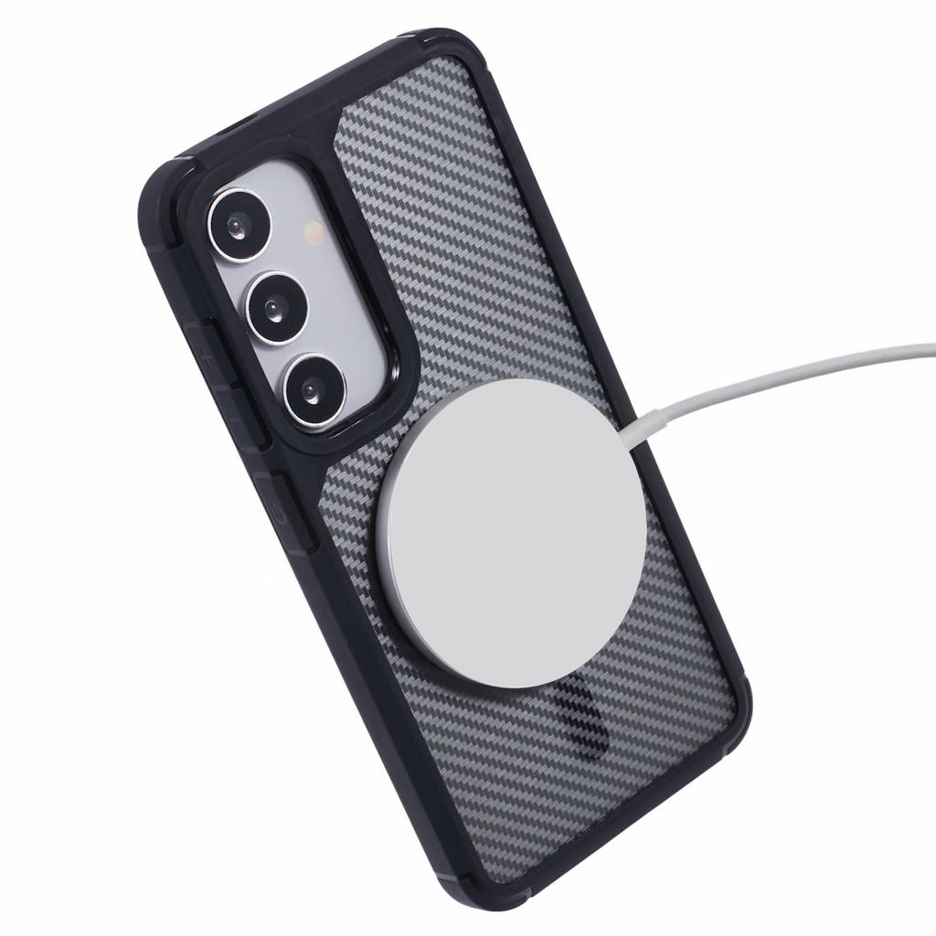 Для Samsung Galaxy S24 FE Чехол Совместимый с MagSafe Углеродное волокно ТПУ+ПК Противоударный Чехол для телефона