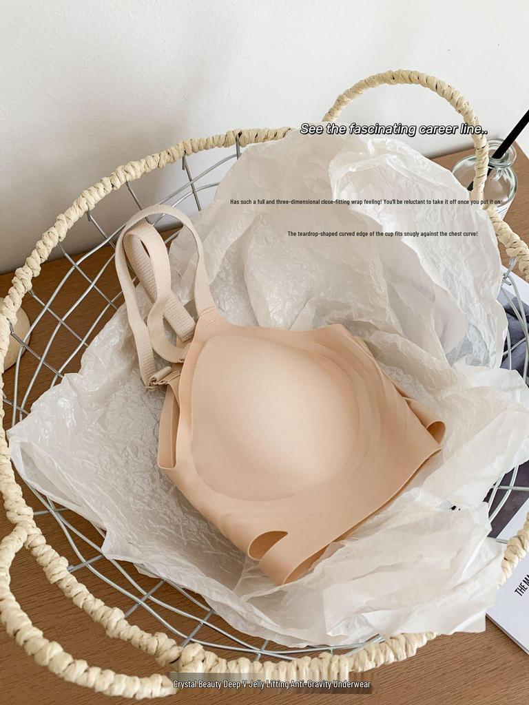 Желейный Мягкий Бесшовный Тонкий Бюстгальтер из Ледяного Шелка для Женщин - Поддержка Маленькой Груди, Предотвращение Провисания, Без Косточек, Собирающий Стиль