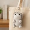 Cartoon Grey Cat Key Chain Soft Cute Pet Pendant Bag Charm Plush Doll Key Ring  Daily