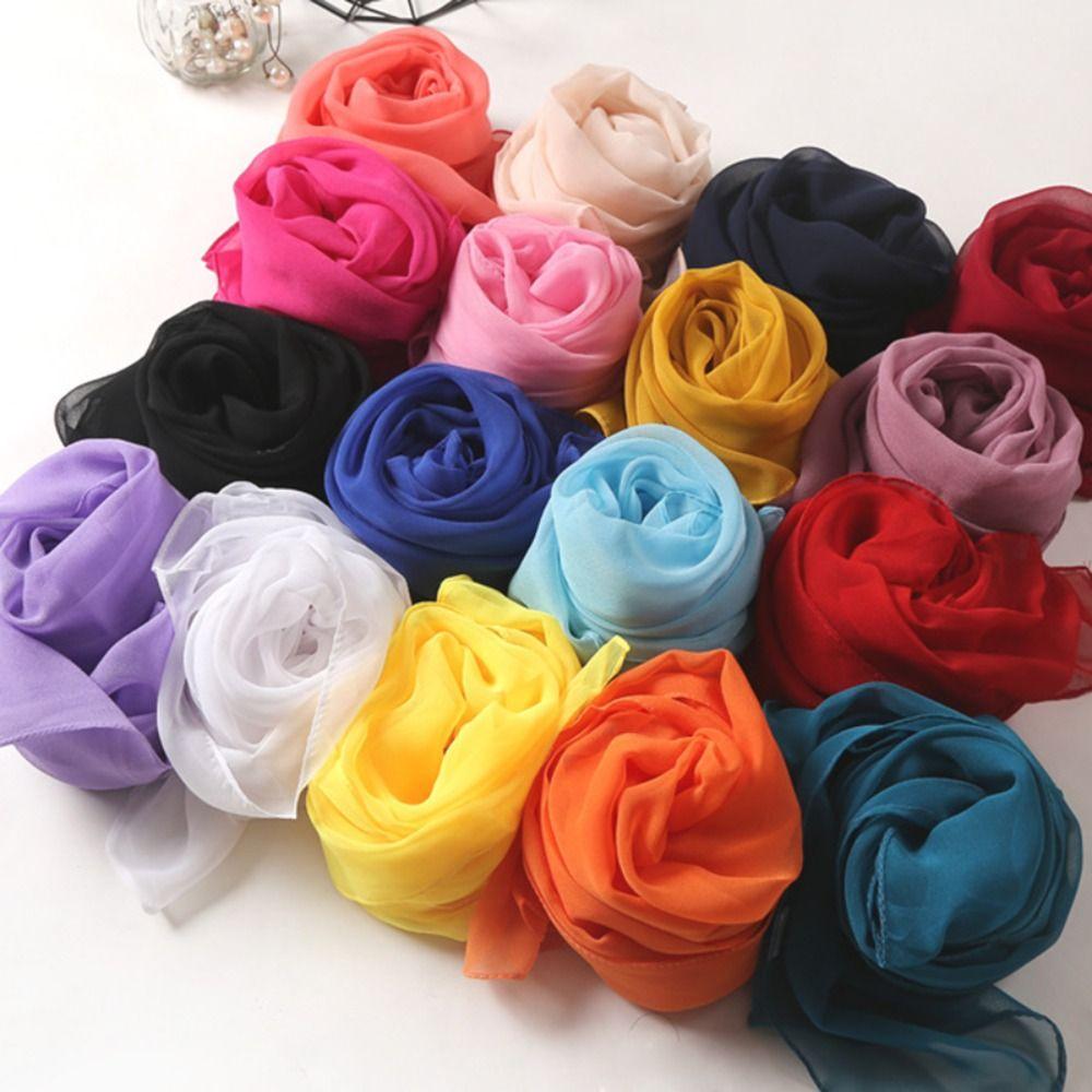 Solid Color Long Shawls and Wraps Chiffon Beach Sunscreen Hijab Fashion Women Scarf