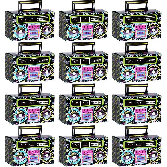 12 Pieces 80s 90s Novelty Boom Favor Boxes Boomboxes Prop Radio Decorations Table Centerpieces Decor for Retro 1980s Theme Hip Hop Party Adult Women