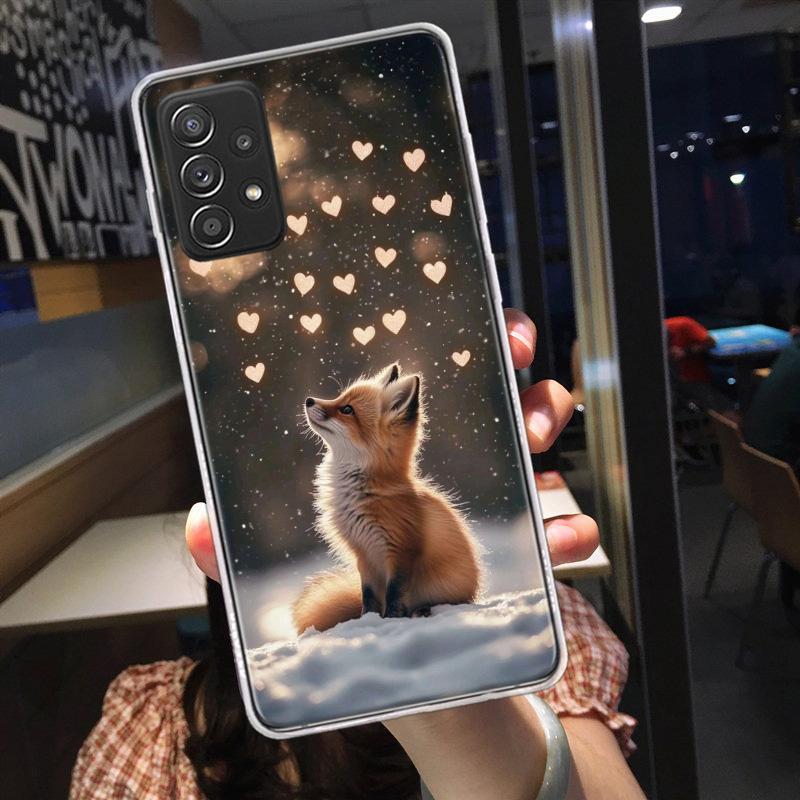 Чехол для телефона Красная Лиса Vulpes для Samsung A54 A57 A37 A17 A14 A15 A12 A24 A34 A55 A35 A25 A52S A07 A05S A04S A22 A32 A72 Galaxy Note