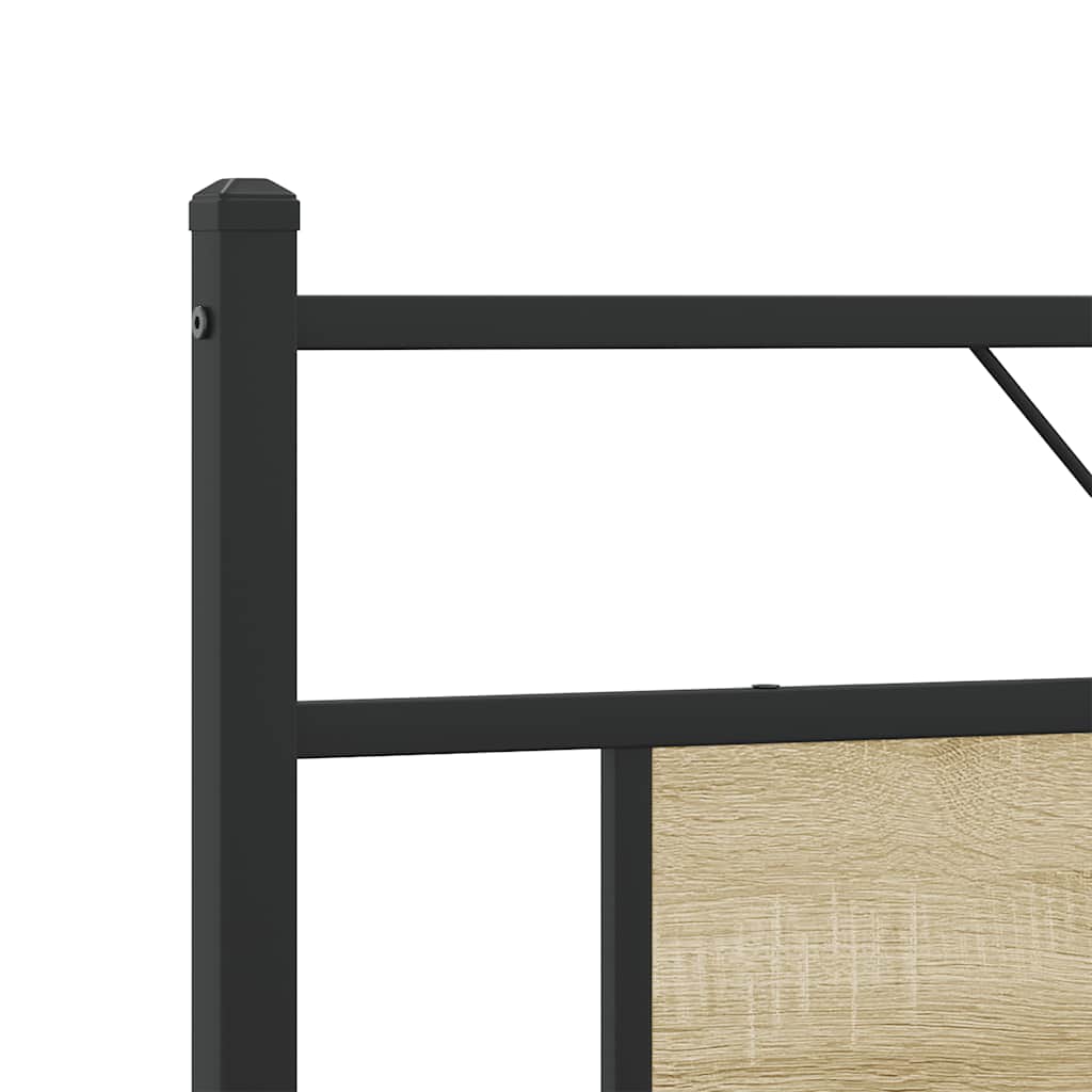 Metal Bed Frame without Mattress Sonoma Oak Finish 183 x 213 cm