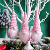 3Pcs Christmas Mini Doll Gnome Christmas Tree Pendant Pink Plush Doll Pendant Home Christmas Decoration Navidad Natal