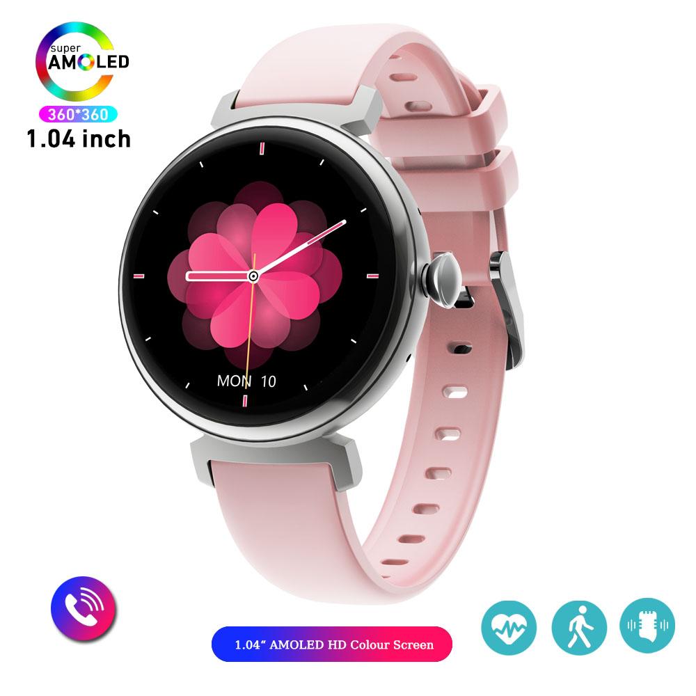 1,04-дюймовый AMOLED-экран Модные женские умные часы Экран Always On Display Bluetooth-звонки Умные часы Металлический корпус Маленький экран Часы