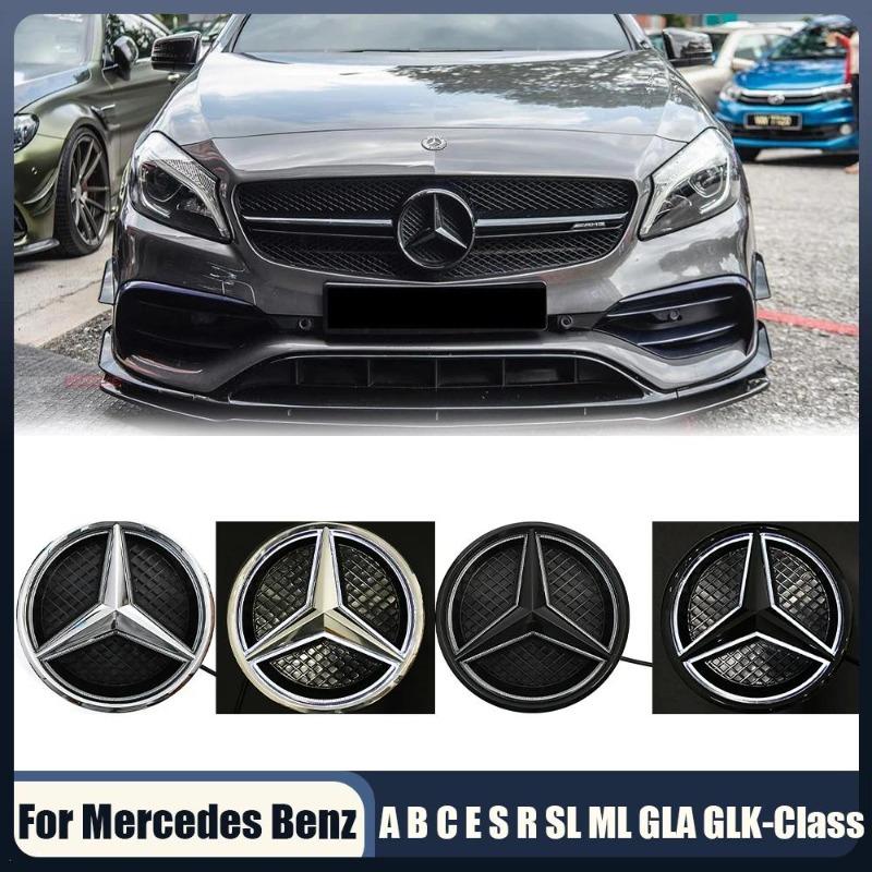 Для Mercedes Benz W176 W246 W205 W212 W207 W217 W251 W166 Серебристо-Черная Эмблема Передняя Решетка Подсвечиваемый Логотип Звезда Значок