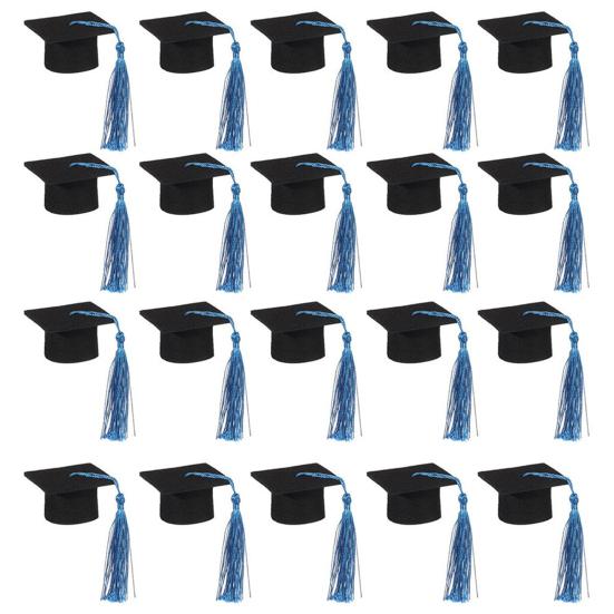 20 шт., фетровая мини-выпускная шляпа бакалавра с кисточками, праздничный Топпер для бутылки вина, товары для выпускного вечера