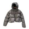 Warm winter small white duck down hooded warm down jacket women's winter new short half placket bread jacket