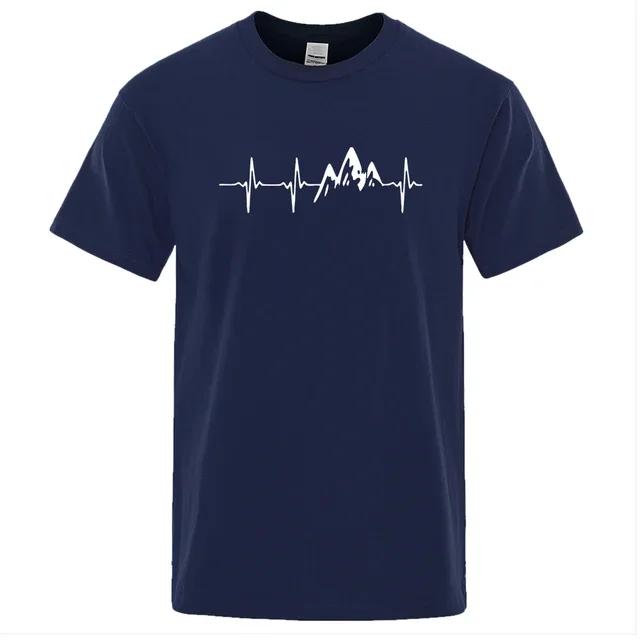 Mountain Ecg T Shirt Summer Men Women Short Sleeve T-Shirt Funny Hip Hop Tees Tops Harajuku Clothing Electrocardiogram Tshirt