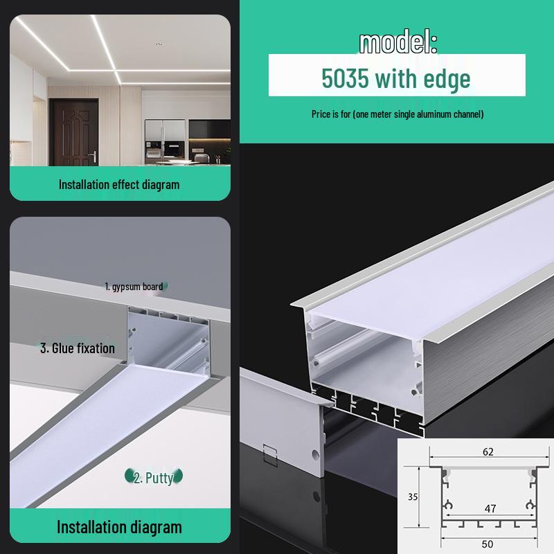 Seamless Linear Recessed LED Light Channel - Aluminum Strip Slot Design
