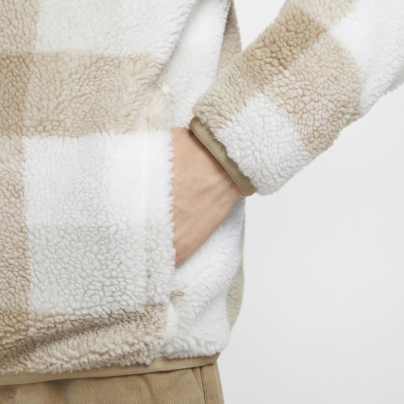 Nike Удобная мягкая флисовая куртка с воротником-стойкой Мужские куртки Khaki Sail-White Light-Bone FZ0898-247