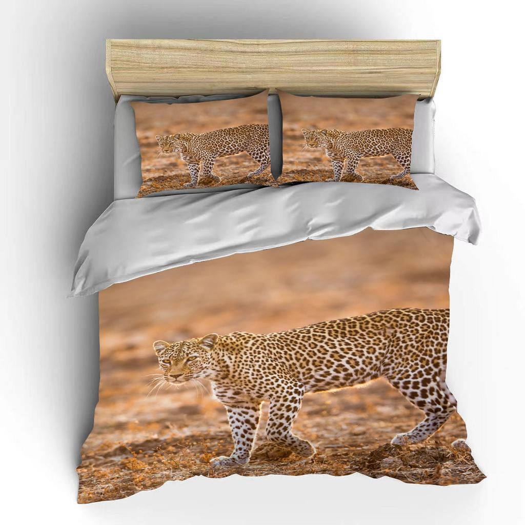 Новый 2023 Леопардовый Постельный Комплект 3D Принт Животное Пододеяльник Черный Белый Роскошный Домашний Текстиль Размер Квин Кинг Для Взрослых Детей
