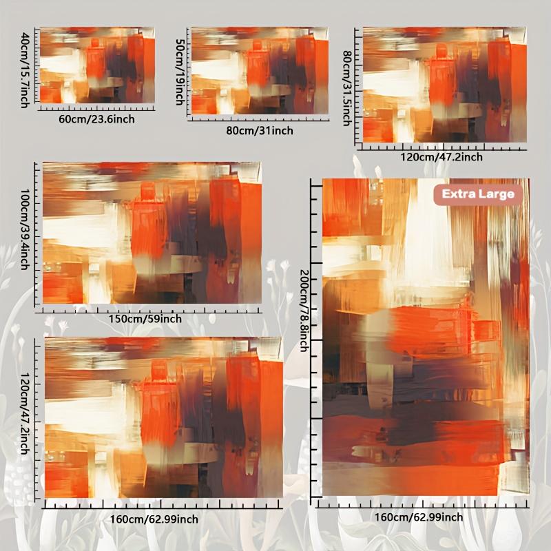 1 шт. Яркий абстрактный ковер - Машинная стирка, полиэстер, теплый оранжевый и бежевый геометрический узор, идеально подходит для гостиной, спальни