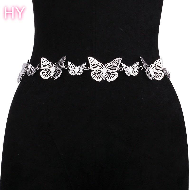 HY Deep Love Personality Big Gold Silver Butterfly Ladies Waist Fine Chain Women Sexy Geometric Body Jewelry Geometry Waistband