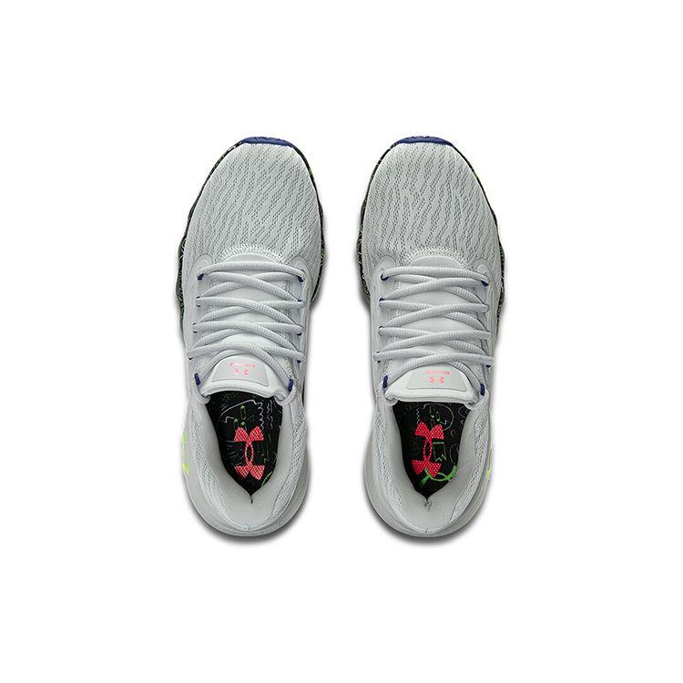 Under Armour Заряженный Vantage Fun CN Удобная ткань Синтетическая кожа Низкий верх Повседневные кроссовки для бега Мужские кроссовки Серо-зеленый 3026450-100