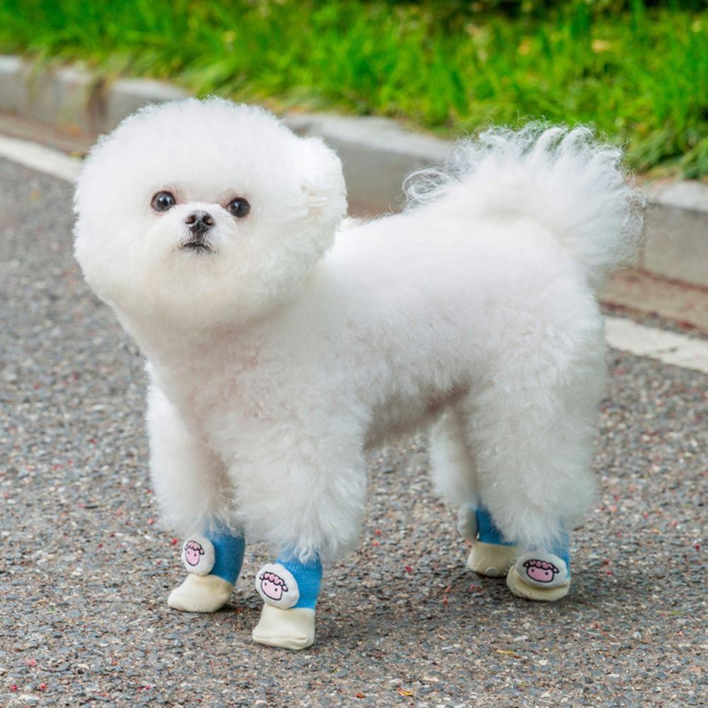 4pcs Knitted Dog Socks Cartoon Pet Dog Accessories High Quality Pet Socks