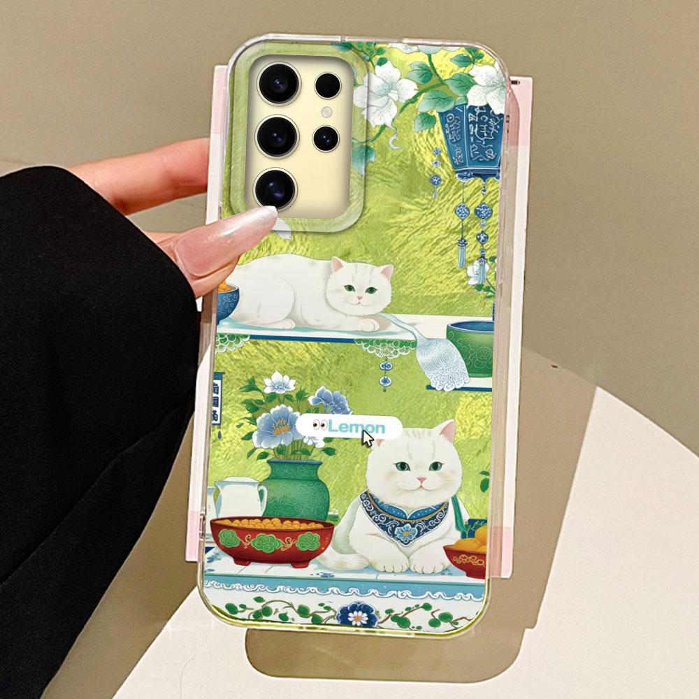 Чехол для телефона Lucky Cat Vortex Texture для женщин и девушек для Samsung Galaxy S25 Edge S24 S23 S22 S21 FE Plus Ultra Shell Задние сумки Чехол