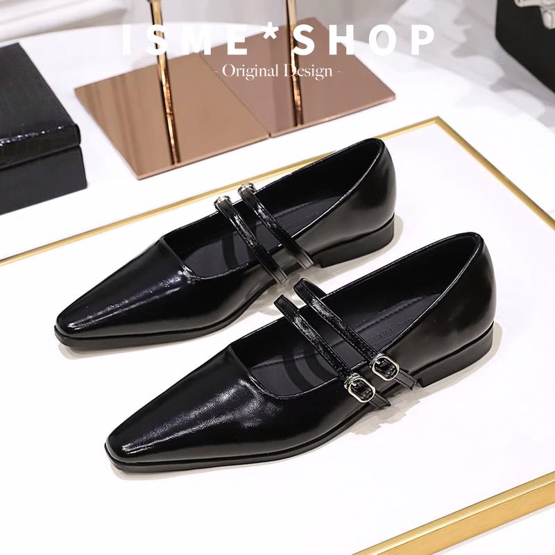 New Pointed Toe Women Shoes Fashion Shallow Buckle Shoes Ladies Dress Low Heel Leather Shoes