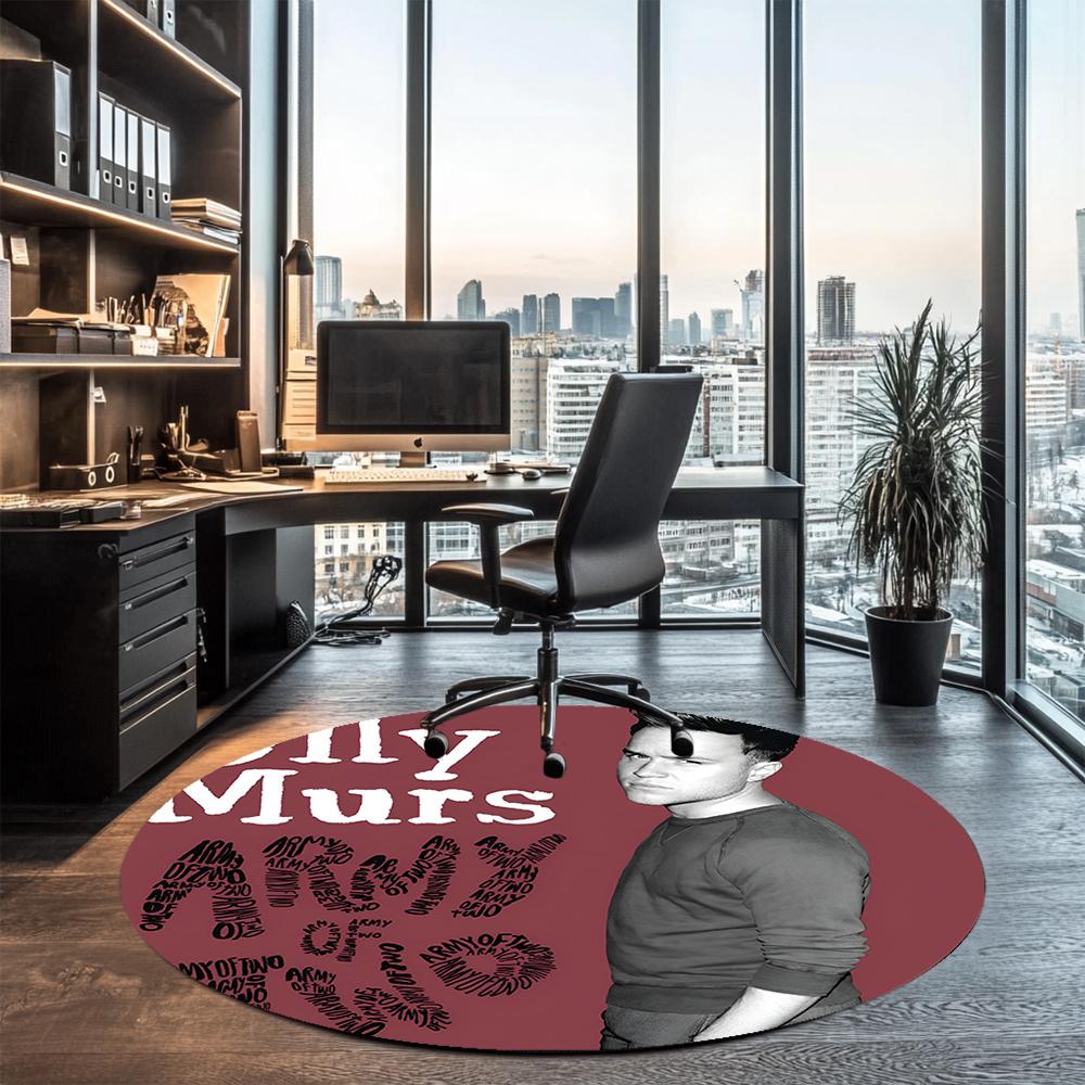 Olly Murs Printed Round Rug Carpet Chair Rug Area Rug Entryway Doormats,for Office Chair Living Room Bedroom Kitchen Room.