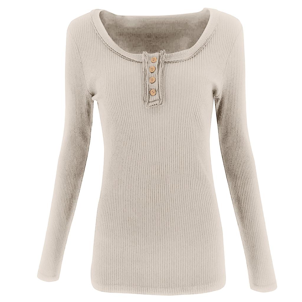 Женские топы с длинными рукавами, повседневные рубашки, блузки на пуговицах, базовые трикотажные футболки в рубчик