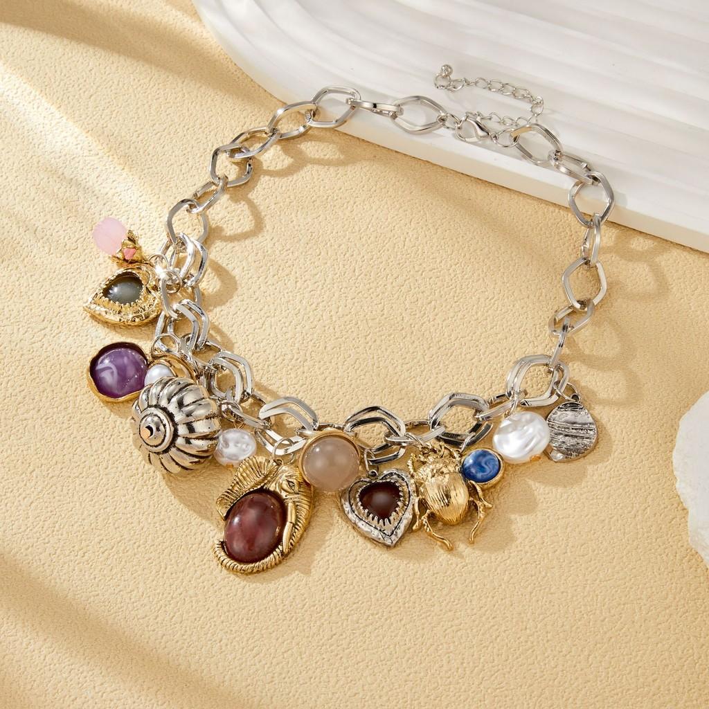 Элегантные ретро серьги с драгоценными камнями и искусственным жемчугом, уникальной асимметричной формы