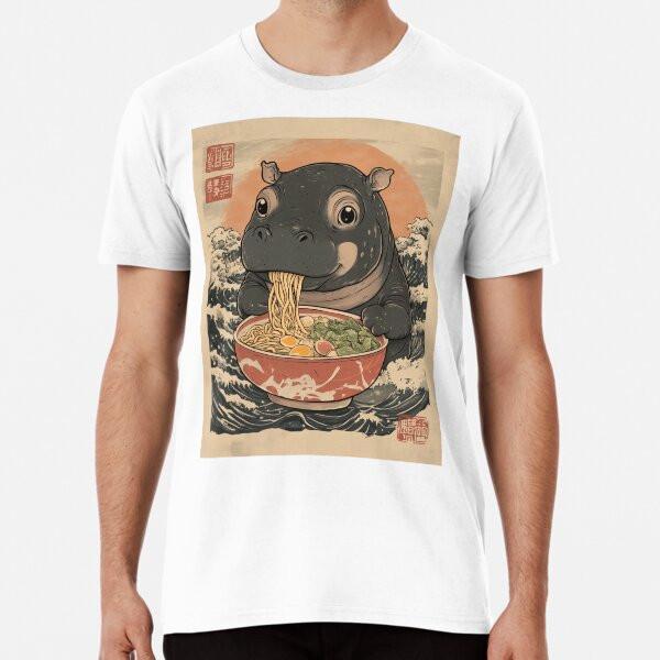 Funny Hippo Ramen Shirt, Moo Deng Pygmy HippT-Shirt S-5XL Best T-Shirt