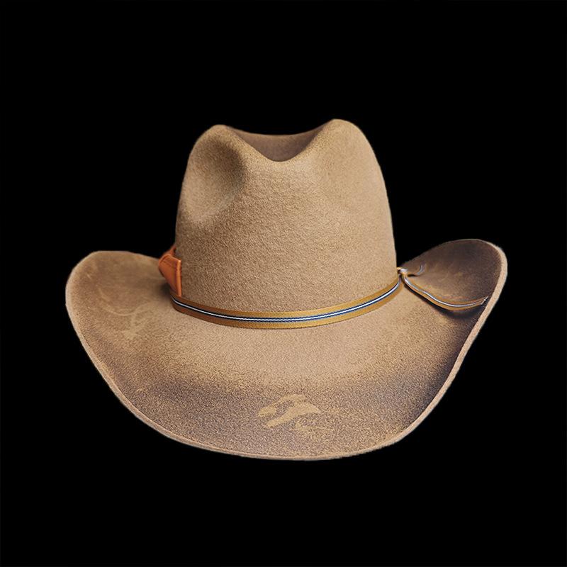 Винтажная шляпа-цилиндр из чистой шерсти, с кожаным бантом и декоративной фетровой лентой