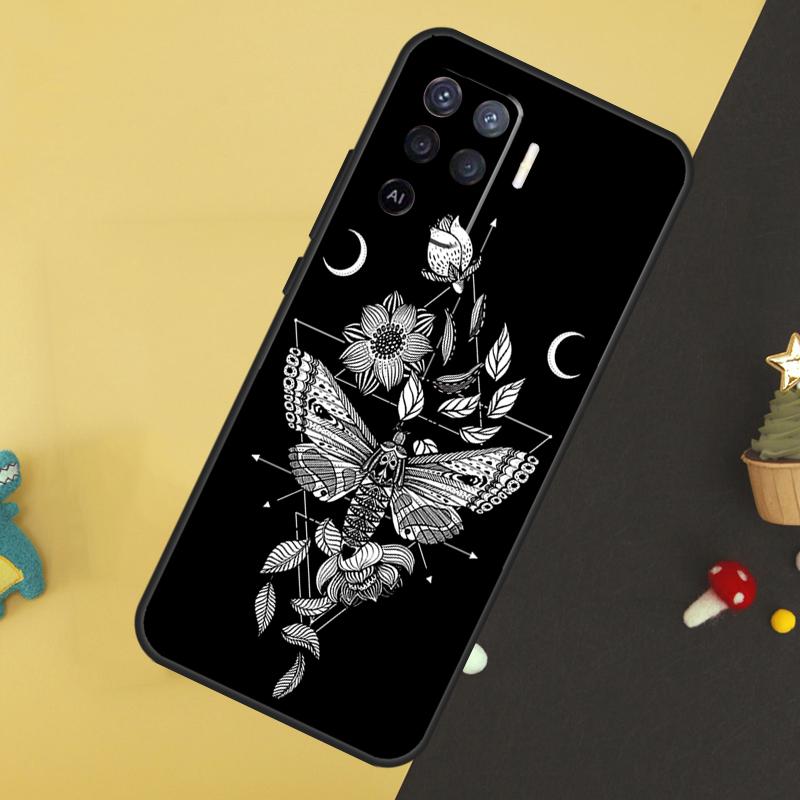 Чехол для OPPO A78 A98 A58 A54 A74 A94 A76 A96 A5 A9 A52 A72 A77 A79 A53S A57S A15 A16 A17, Оккультная Колдовство Луна Готическая Ведьма