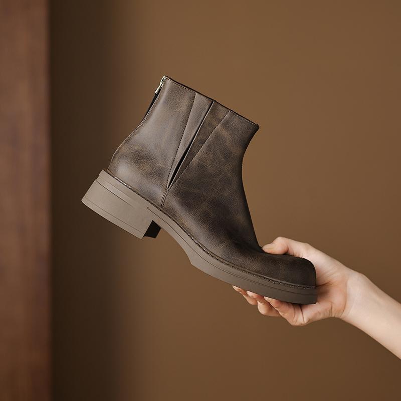 Мода 2025 НОВЫЕ Осенние Женские Ботинки Спилок Женская Обувь Круглый Носок Массивный Каблук Обувь Челси Ботинки Повседневная Обувь Платформа Короткие Ботинки