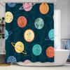 Космос Планета Солнце Луна Шторка для душа Мультяшный принт Водонепроницаемая ткань Украшения для ванной комнаты Темно-синий цвет Украшение для дома Подарок