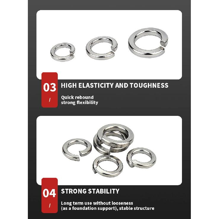GB93 304 Stainless Steel Spring Lock Washer Square Ends Split Lock Washers M2M2.5M3M4M5M6M8M10M12M14M16M18M20M22M24M27M30