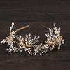 Crystal Pearl Headband Hairband Tiara For Women Rhinestone Leaf Headband Bridal Wedding Hair Accessories Jewelry Headband Tiara