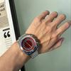 New Dynamic Sparkling Fireworks Dial Quartz Watch Solid Stainless Steel Strap Fashion Watch Available in Red Blue and Green