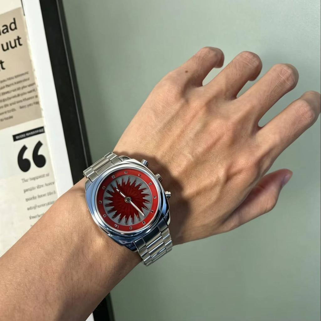New Dynamic Sparkling Fireworks Dial Quartz Watch Solid Stainless Steel Strap Fashion Watch Available in Red Blue and Green