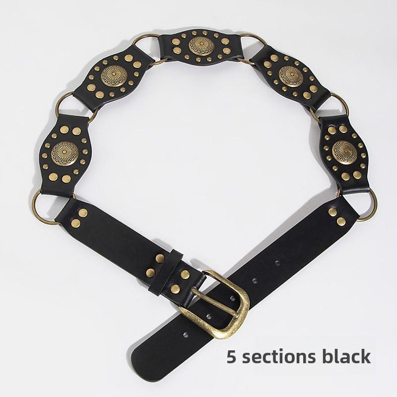 Artistic Vintage Faux Leather Belt With Irregular Design And Metal Buckle For Womens Casual Wear
