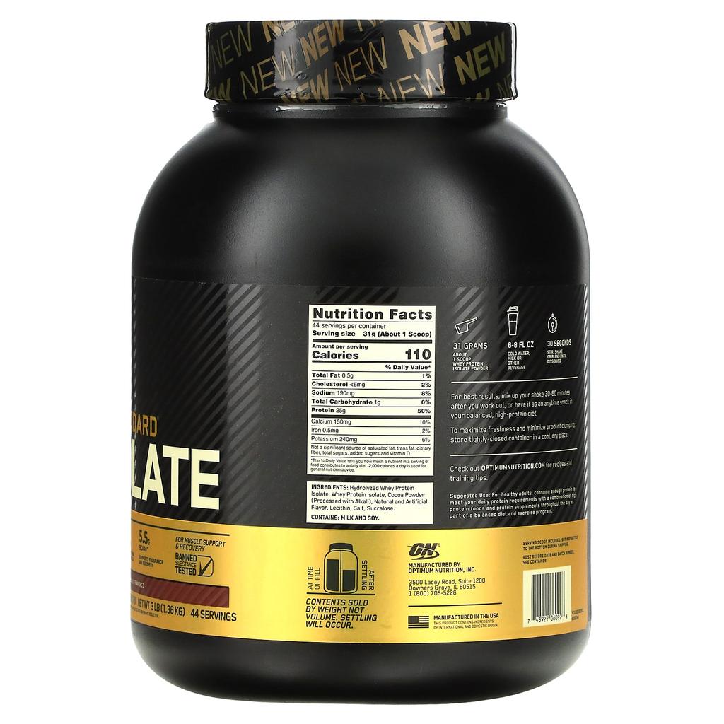 Optimum Nutrition Gold Standard 100% Isolate, Шоколадное блаженство, 3 фунта (1,36 кг)