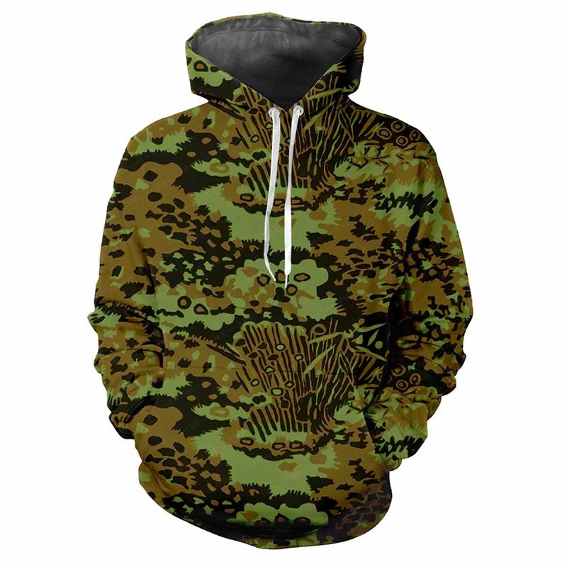 Толстовка с капюшоном Jungle Camouflage 3D Printed Spring Autumn Street Sweatshirt Свободная повседневная спортивная верхняя одежда для детей Классические камуфляжные толстовки с капюшоном