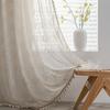Бохо-шик жаккардовый полиэстер полупрозрачный карниз для штор на штанге для спальни, богемный ажурный дизайн крючком кружева, беспроводная защита окна от посторонних глаз