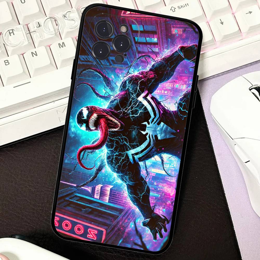 Superhero V-Venom Phone Case For iPhone 16 15 14 11 12 13 Mini Pro XS Max Cover 6 7 8 Plus X Funda Shell