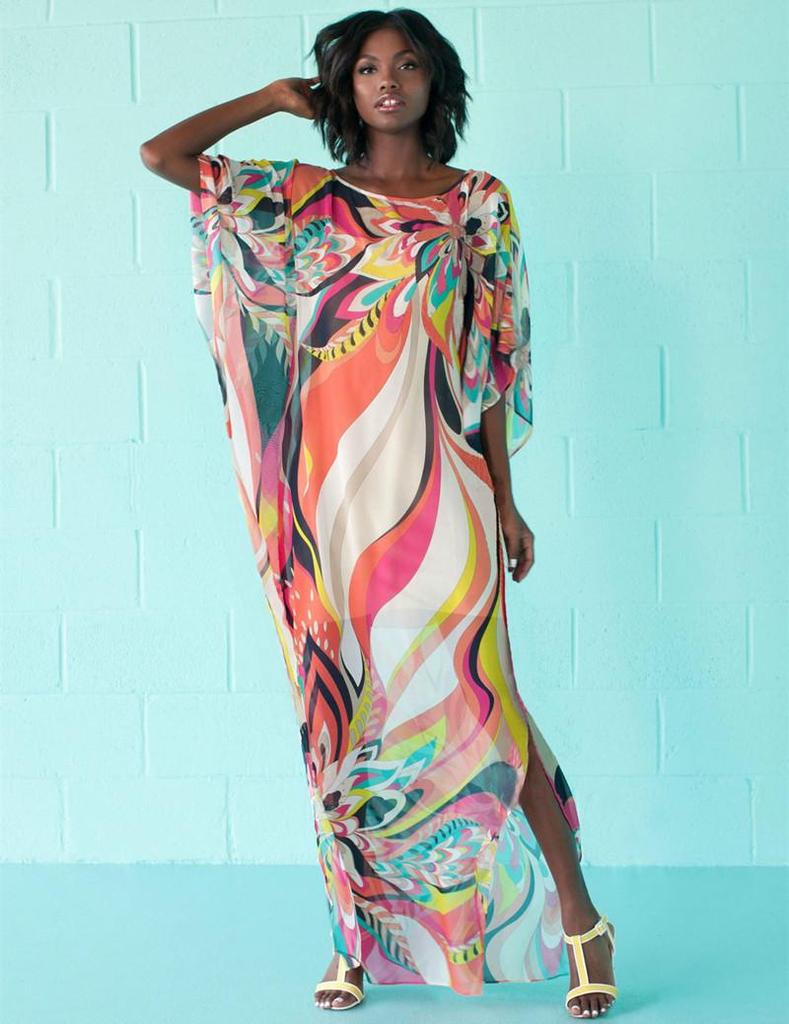 European & American Boho Chiffon Beach Dress: Ethnic Style Long Turkish Robe & Sunscreen Shirt