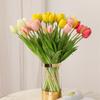 Букет из 5 искусственных тюльпанов, 15,7" (40 см) на длинном стебле, реалистичные, на ощупь как живые