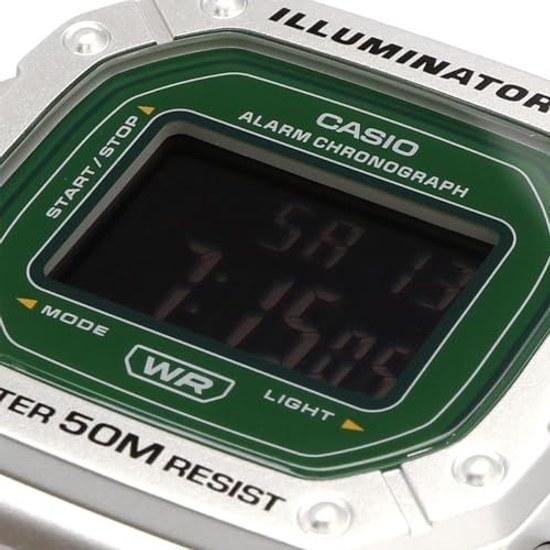 CASIO Стандартные цифровые наручные часы W-218HD-3AV Мужские Дешевые Chipukashi Металлический браслет Серебристо-зеленый Инвертированный ЖК-дисплей Модель для зарубежного рынка