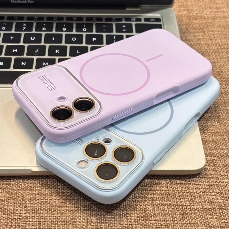Жидкий силикон для Magsafe Зарядка Магнитный чехол для iPhone 17 Air 16 15 14 Plus 13 12 Pro Max 11 Стеклянная линза Мягкая крышка