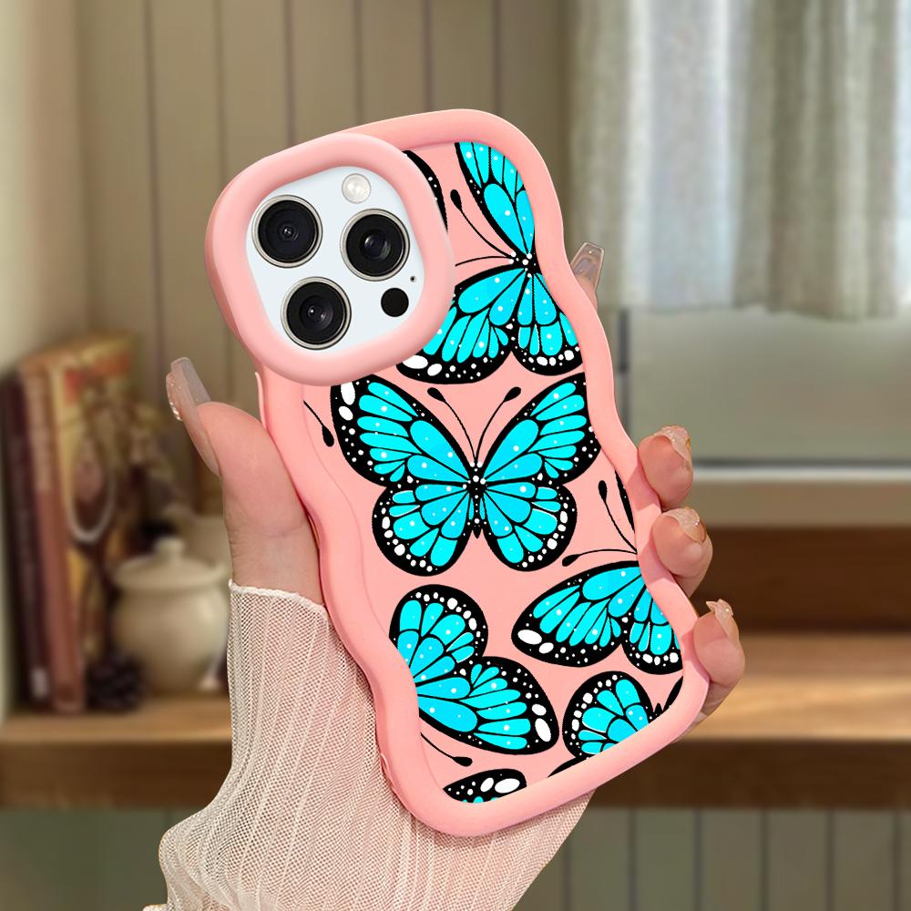 Для iPhone Redmi 13 13C 14C Note 13 12 Pro Samsung A05 A06 A13 A14 A15 A16 Honor X6 X6a X8 X8a Мягкий силиконовый чехол для телефона с волнистым краем и рисунком бабочки