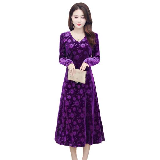 Женское осенне-зимнее платье с v-образным вырезом, плотное трапециевидной формы, облегающее платье длиной до середины икры с длинными рукавами и аппликацией, женское платье-миди