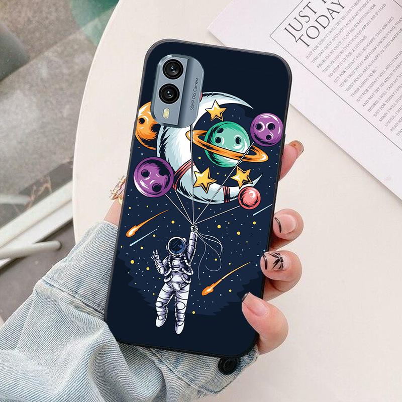 Для Nokia X20 X10 Чехол астронавт Черный Силикон Мягкий ТПУ Чехлы для телефона для Nokia X30 C10 C20 G10 G20 Защитные задние крышки Coque