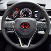 New For Toyota Corolla Rav4 CHR Auris Camry Prius Yaris RedCarbon Fiber Car Steering Wheel Emblem Badge Sticker Glue Trim Decals