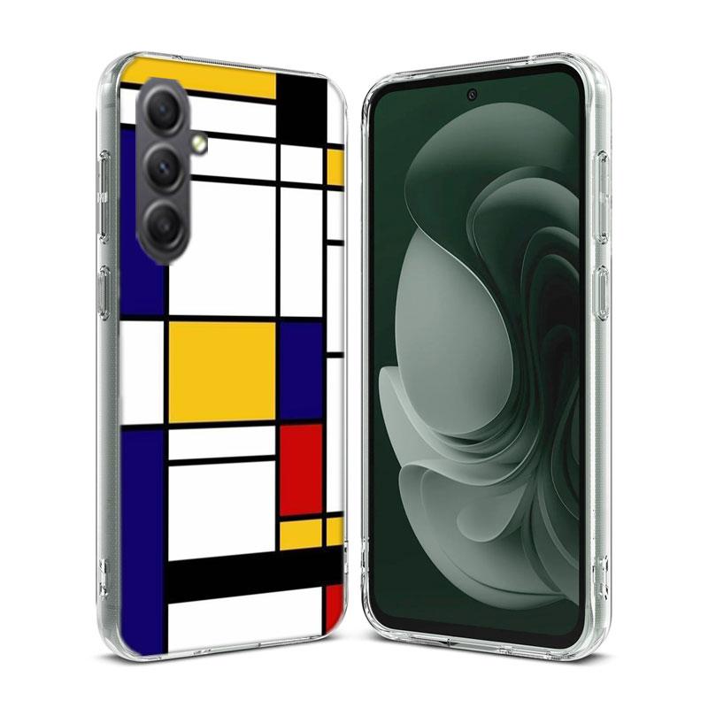 TOPLBPCS Mondrian Grid Phone Case for Samsung A16 A26 A36 A56 A17 A37 A57 A07 A06 A02S A03 A04S A05S Galaxy Note 20 10 A50S A71
