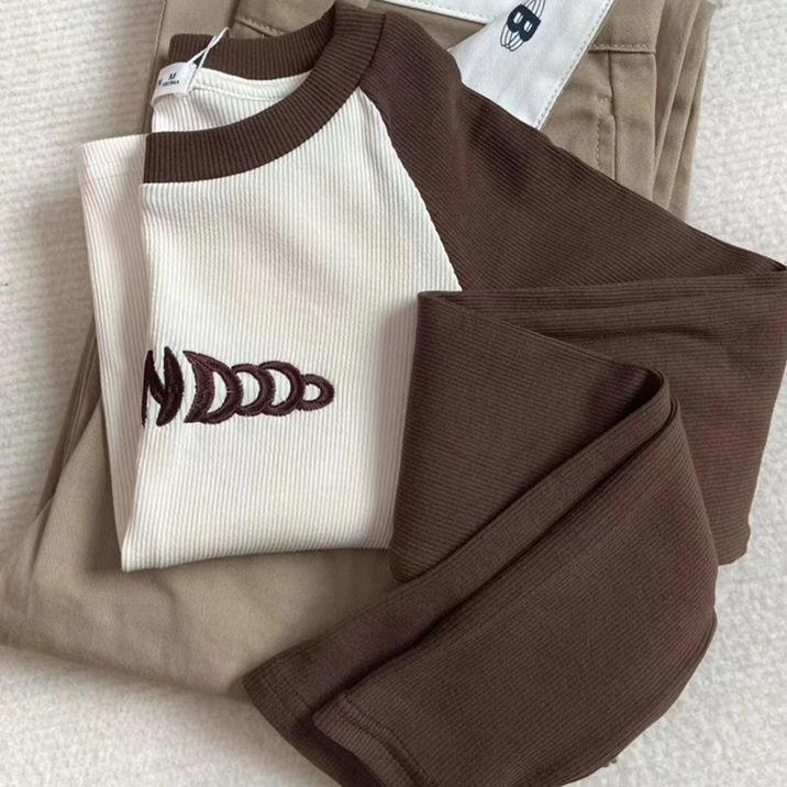 Футболка с буквенным принтом, женские весенние лоскутные топы с длинными рукавами, укороченный топ контрастного цвета в стиле ретро, ​​обтягивающий топ для девочек Y2K